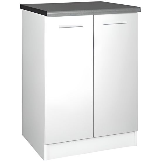 meuble cuisine bas 60 cm 2 portes tara blanc cdiscount maison
