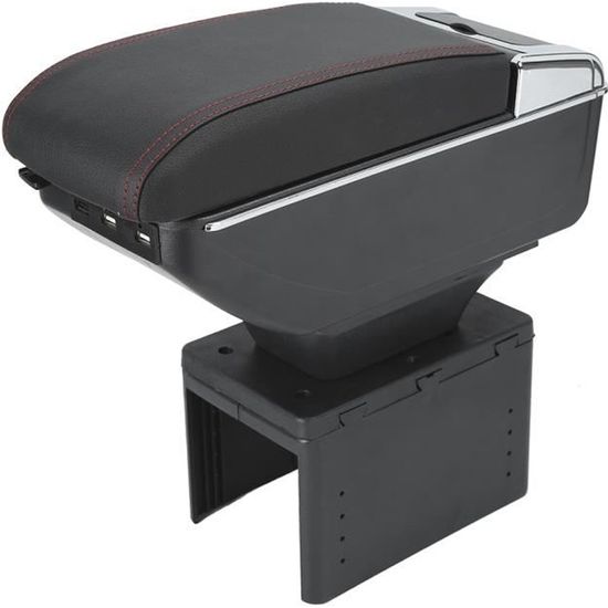 Console Centrale Voiture Avec Rangement - Accoudoir Universel, Charge Sans Fil, Lumières LED, Ports USB/Type-C, 43x23.5x21 Cm