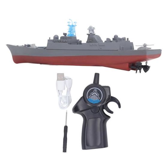 SpedUpX Porte Avions RC Navire Guerre 2.4GHz Canon Eau Bateau Naval Double Moteur Embarcation Électrique avec Accessoires DIY(1 Pile