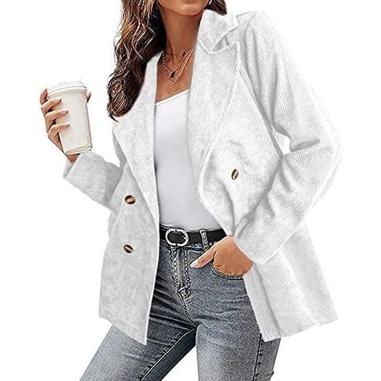Blazer Femme En Velours Côtelé à Manches Longues - Boutonné - Tissu Polyester/Viscose - Belle Poque