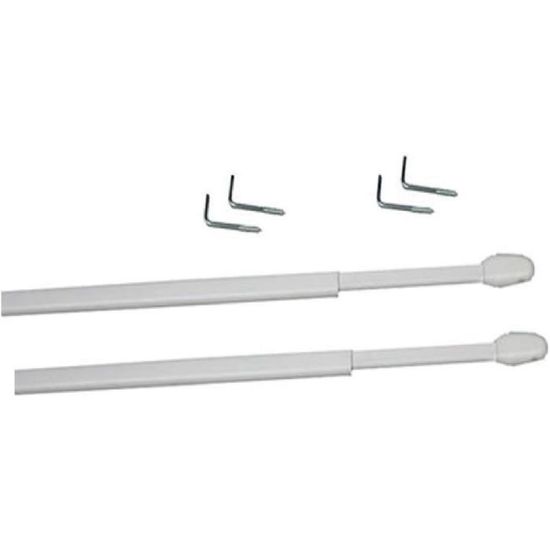 Deco-Raum Lot De 2 Tringles De Vitrage Extensibles Blanc 40-60 Cm - Avec Crochets Rotatifs Sans Perçage