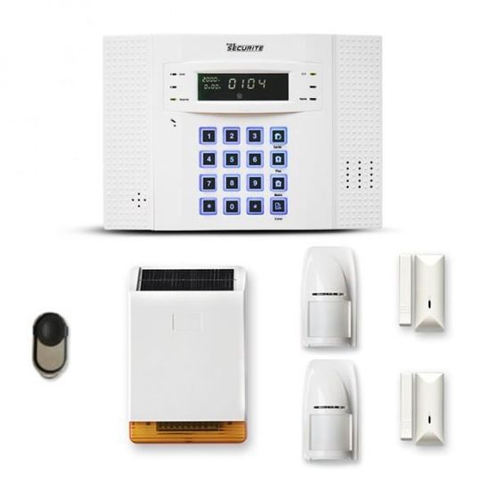 Alarme maison sans fil DNB 1 à 2 pièces mouvement + intrusion + sirène extérieure solaire - Compatible Box / GSM