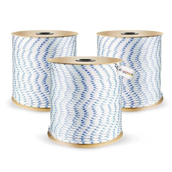 Corde Polypropylène Fixtech 20m X 6mm - Blanche, Tressée 12 Torons - Pour Bâche, Arrimage, Remorque, Extérieur