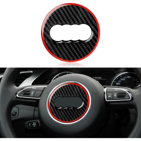 Autocollant Fibre De Carbone Volant Voiture 77mm - Compatible Audi A3 A4 A5 Q2 Ligne Rouge