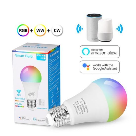 UVERBON Dohome Ampoule LED Couleur E27, 85-265V, lampe intelligente, fonctionne avec Google Assistant, Alexa, WiFi, maison connectée