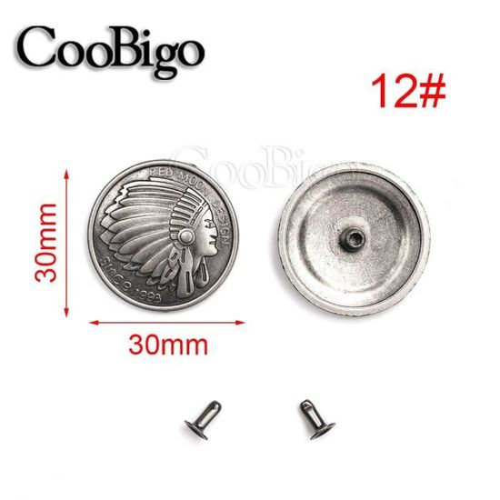 Lot De 10 Boutons Métalliques à 2 Trous, Formes Irrégulières - Couleurs Rouge, Bronze, Noir, Argent - Pour Veste, Manteau, Vêtements Homme Ou Projets Créatifs