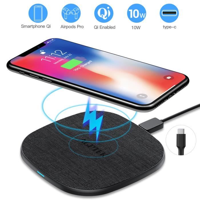 AGPTEK Chargeur sans Fil 8W, Chargeur Rapide à Induction Qi Charging Pad Compatible avec iPhone 11/11 Pro Max/XS/XR/X/8 Plus/Airpods