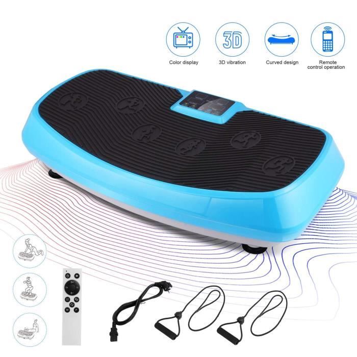 Fitness Plateforme Vibrante, ANCHEER Plaque Oscillante 3D 250W 2 Moteurs écran Tactile, télécommande + Bandes de résistance- Bleu