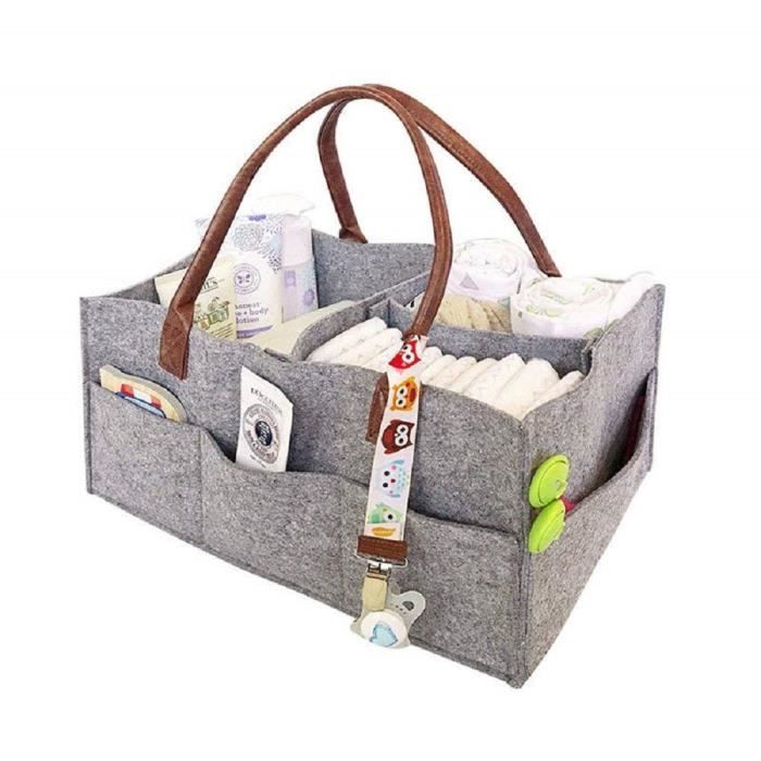 Baby Diaper Caddy Sac de rangement pour chambre d'enfant Poubelle de voiture Organiseur couches décontracté Sac à main