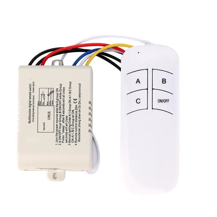 3 Voies ON / OFF 220V Récepteur Sans Fil Lumière RF Télécommande Nouveau