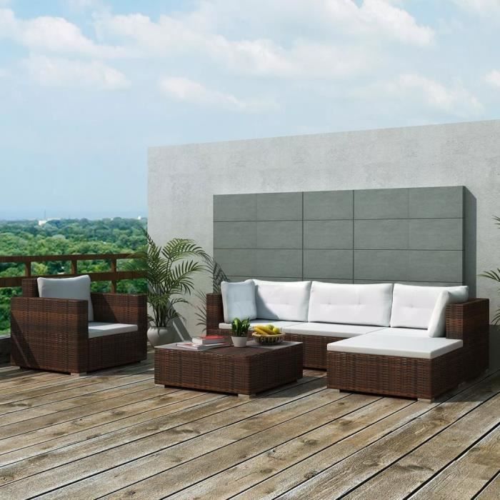 Jeu de canapé de jardin 17 pcs Marron Résine tressée