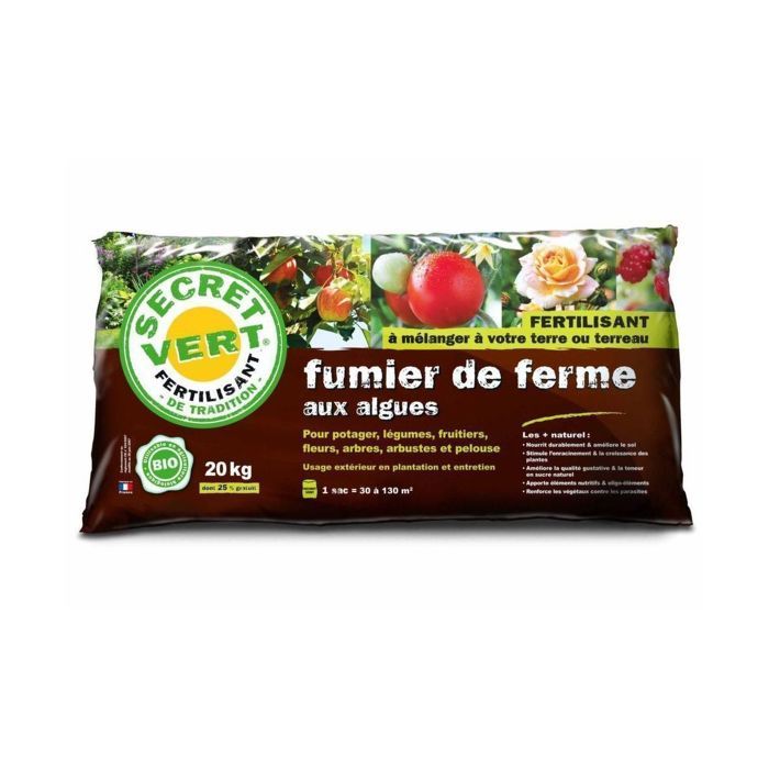 Terreau de fumier fermier avec algues fertilisant 20kg