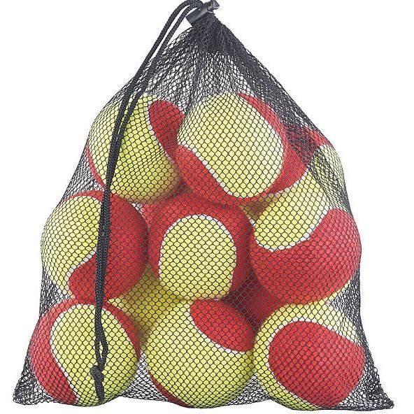 Lot de 12 balles de tennis 77 mm, niveau débutant, jaune et rouge