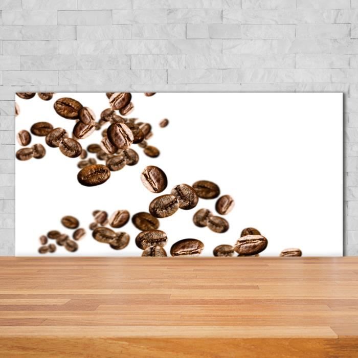 Tulup 140x70cm Crédence de cuisine sur verre sécurité:- Nourriture boissons - Grains De Café - Brun Viol