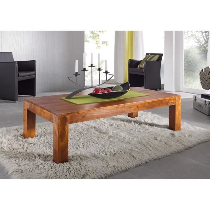 Table basse 150x75cm - Bois massif d'acacia laqué (Miel) - OXFORD #0449