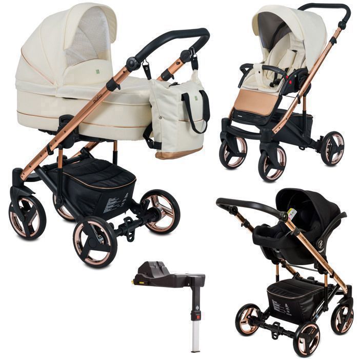 Poussette Trio 3 en 1 Neri ISOFIX RoseGold Summer Sky Vanille – Landau, poussette promenade, siège auto Groupe 0+