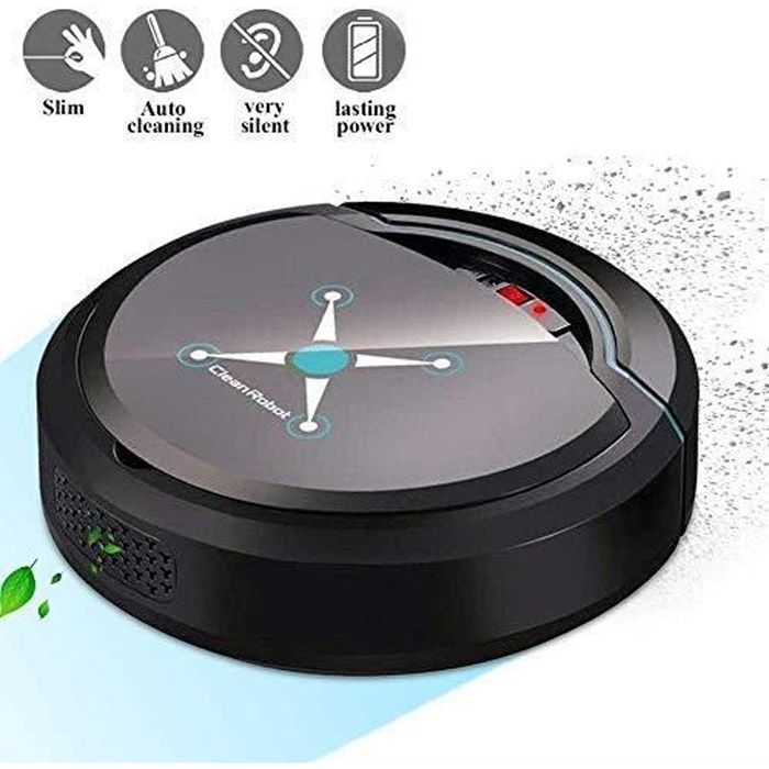 100 Pcs Aspirateur Robot,Nettoyeur et Laveur, Aspiration Puissante Capteur Intelligent,Autonomie de 100 Minutes, Les Poils d’Animaux