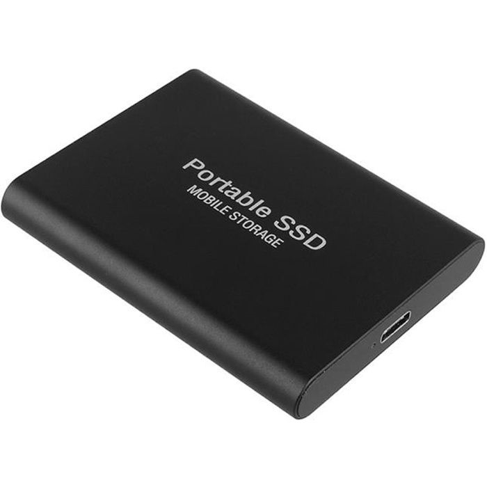 Portable Disque dur mobile 1To type C USB3.1 SSD antichoc en alliage d'aluminium disque à semi-conducteurs 540 Mo - s noir