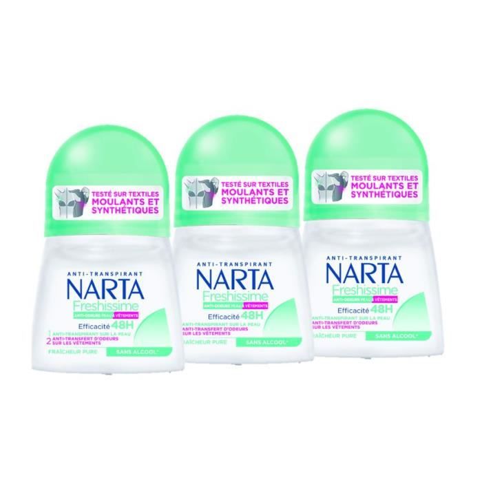 Lot De 3 - NARTA Déodorant Freshissime Fraicheur Pure Bille - 50 ml