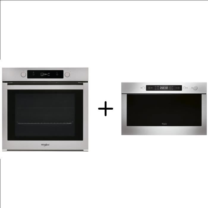 WHIRLPOOL OAKP9 555 PIX - Four électrique encastrable multifonction + WHIRLPOOL AMW423IX - Micro-ondes encastrable Pack encastrable