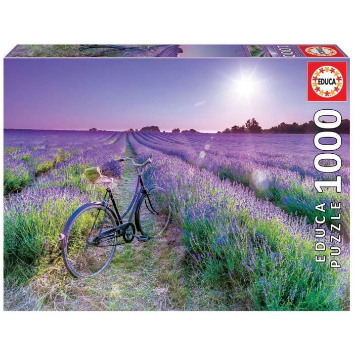 EDUCA - Puzzle - 1000 Vélo dans un champ de lavande
