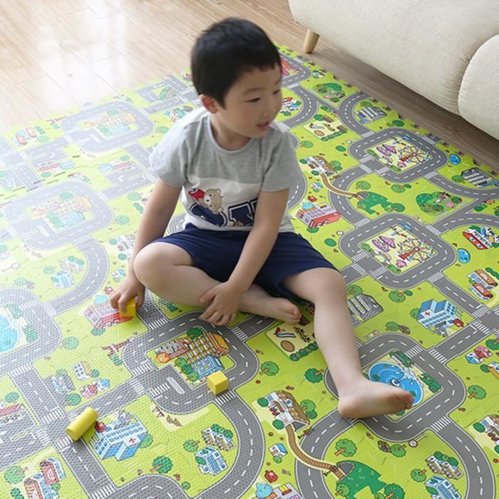 EOZY 9 Pcs Tapis de Sol Puzzle Bébé Enfant Jeu Imagination Circuit De Route Antidérapant Antichoc 30*30*1cm Mousse