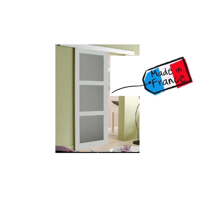 PORTE 3 VITRAGES GRIS CLAIR LARGEUR 83