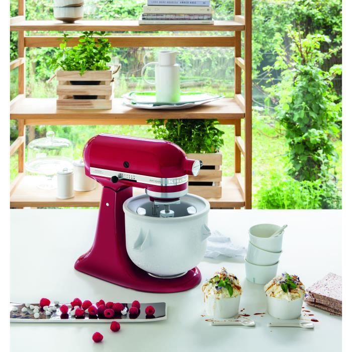 Pack KITCHENAID 5KSM125EER Robot pâtissier multifonction à tête inclinable de 4,8 L ARTISAN KitchenAid et Sorbetière