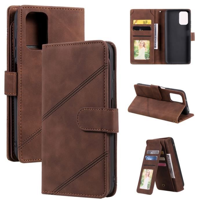 Housse Etui Pour Xiaomi Redmi Note 10S - Note 10 4G 6.43- Folio Protection 9 Cartes marron