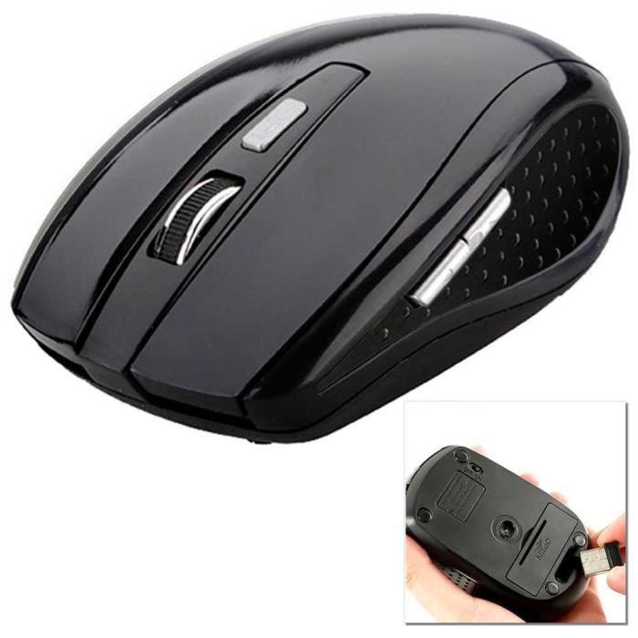 OCIODUAL Souris Optique Sans Fil 2.4G 1600DPI avec Récepteur USB Wireless Mouse Noir pour PC Ordinateur Portable Windows 10 7 XP