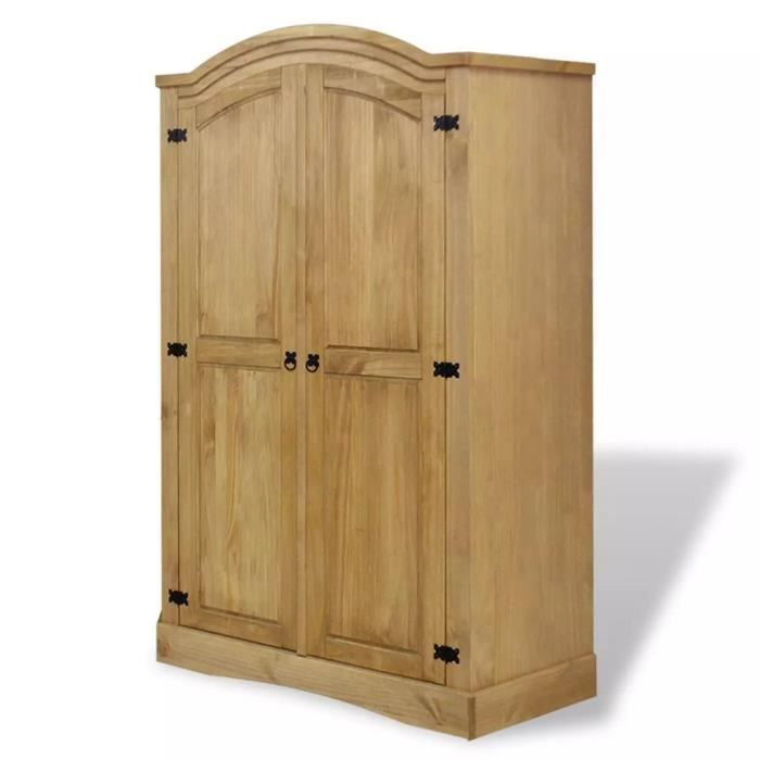 Garde-robe Armoire de chambre Armoire à Vêtement style contemporaiPin mexicain Gamme Corona 2 portes