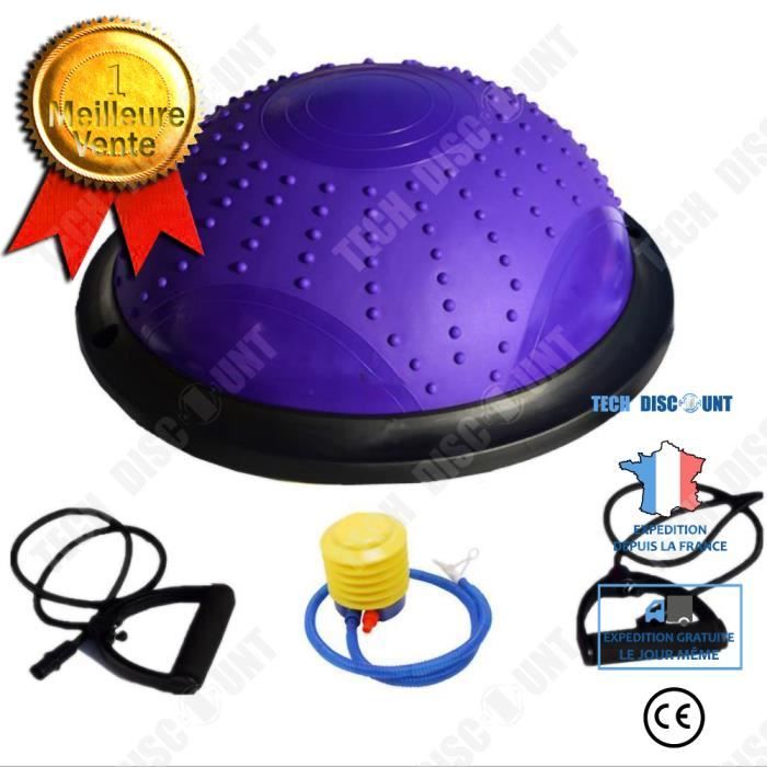 TD® ISE Balance trainer, Demi-Ballon d’Entraînement Ø 46 cm,avec Câbles de Resistance et Pompe,pour Yoga, Gymnastique,Pourpre 10525