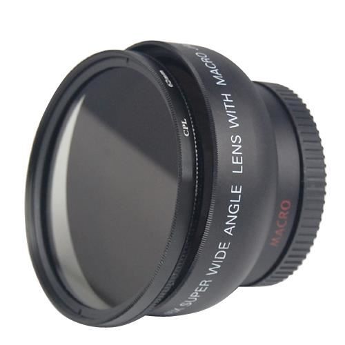 0.45x Grand Angle Camera Lens + filtre CPL Macro 46mm pour +