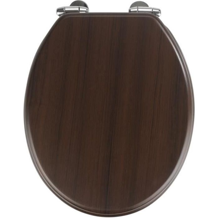 Abattant WC Bois avec frein de chute Wenge, MDF et fixation inox
