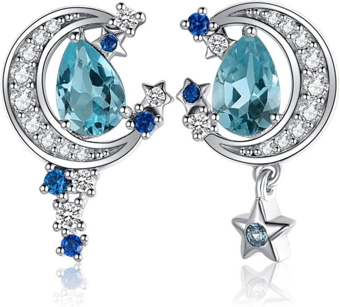ZLING - Ensemble Bijoux Argent Sterling & Topaze Bleu Ciel (collier + Boucles D'oreilles) - Cadeau élégant Pour Femme