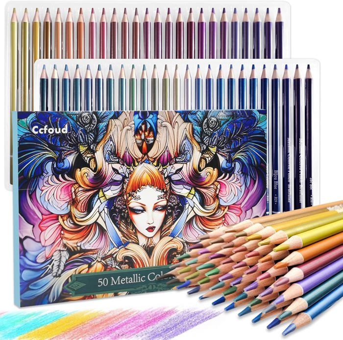 Crayons de Couleur Shuttle Art 504 - 12 Couleurs Vibrantes, Pack de 42 - Beaux-Arts et Loisirs créatifs