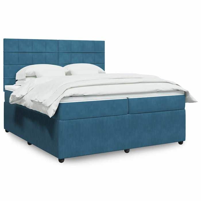 vidaXL Sommier à lattes de lit et matelas Bleu 200x200 cm velours 3294734