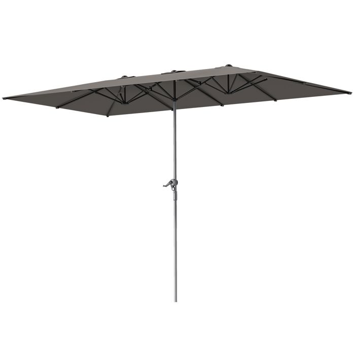 Parasol double - Outsunny - rectangulaire - 451 x 264 cm - avec ouverture fermeture manivelle - toile polyester 200 g/m² gris foncé