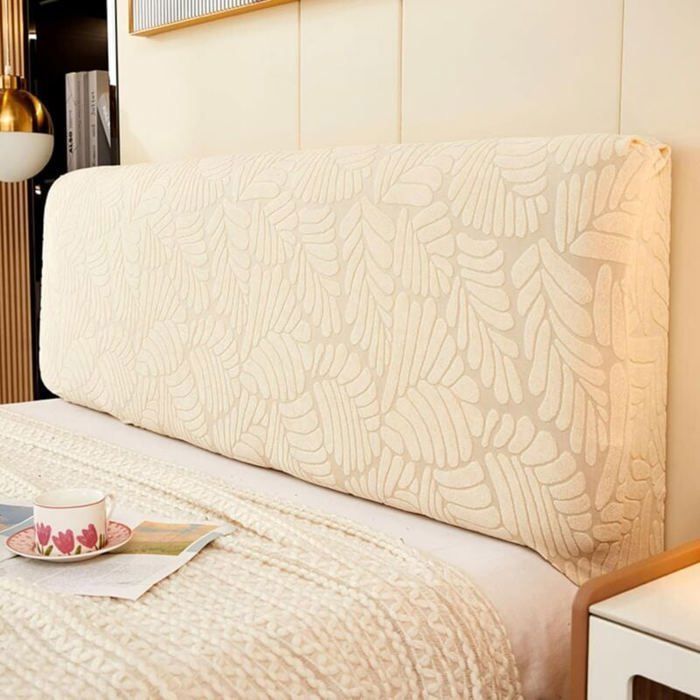 Housse De Protection Pour Tête De Lit Extensible - Beige, Taille 1.5m, 80% Polyester 20% Élasthanne, Anti-Poussière