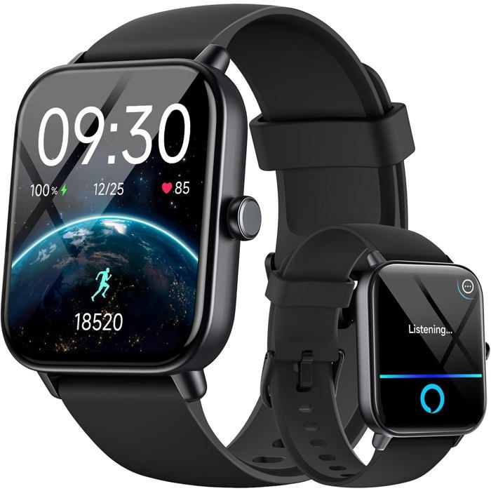 Montre connectee homme femme iPhone Android avec Alexa, ecran