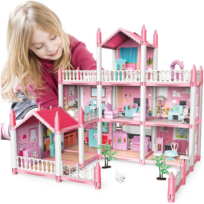 Maison de poupée 3 étages 9 pièces Une maison de poupée de rêve pour fille avec accessoires à partir de 6 ans-3Pcs