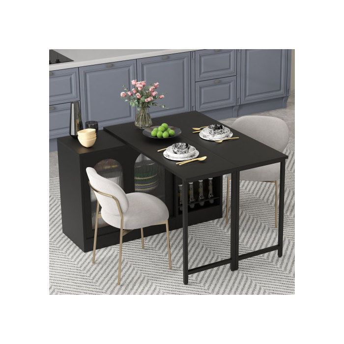Table De Bar - Table de Cuisine - Pivotante À 360°(121.5X40X76.7cm) - Noir - MDF