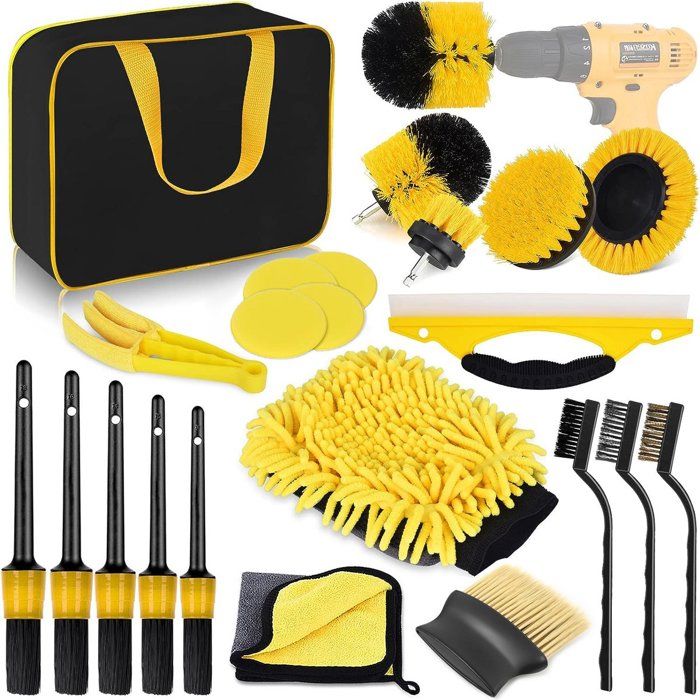 Kit de lavage de voiture - 22 kits de lavage de voiture - Polish pour voiture - Pack de lavage de voiture - Brosse à jantes - Kit