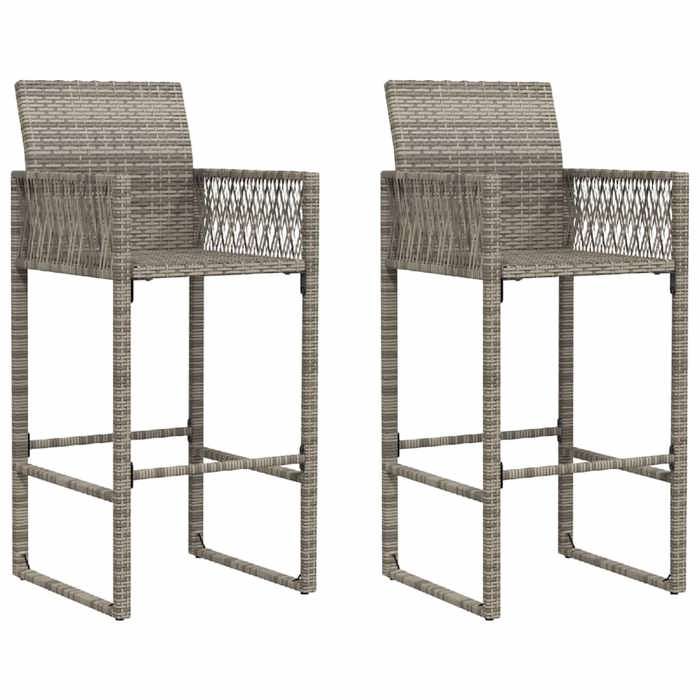 CHIC Tabourets de bar de jardin lot de 2（2 pcs) gris résine tressée - 52x58x118 cm 692206 S11