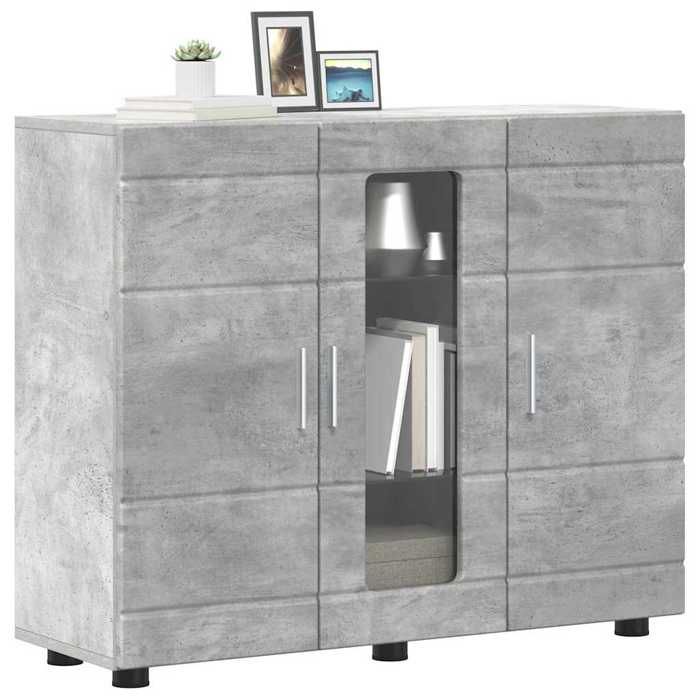 BEL-ACHAT* Buffet - Bahut Meuble Enfilade - Fonction daffichage Gris béton 55.5x29x100 cm - Bois dingénierie Prom63708623