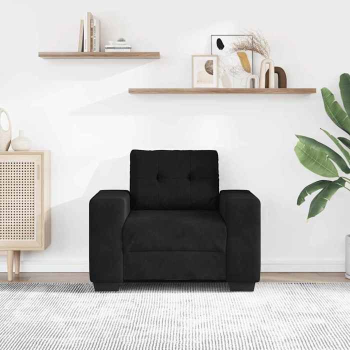 Fauteuil en velours - MANGO - Noir - 60 cm - 100x78x80 cm - Revêtement velours - Coussin mousse Fauteuil en velours - MANGO - Noir - 60 cm - 100x78x80 cm - Revêtement velours - Coussin mousse