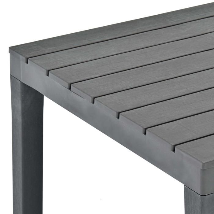 Table de jardin en plastique - WIENS - 78x78x72 cm - Anthracite - Résistance aux intempéries - Dessus à lattes