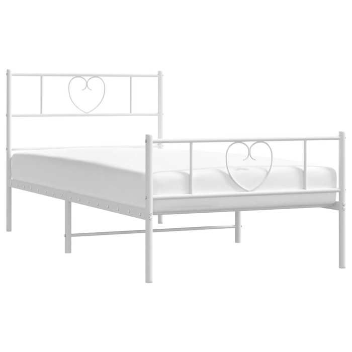 Blanc 100 x 190 cm - Lit métal - Cadre de lit métal - matelas non inclus - et pied de lit blanc 100x190 cm 001_253746
