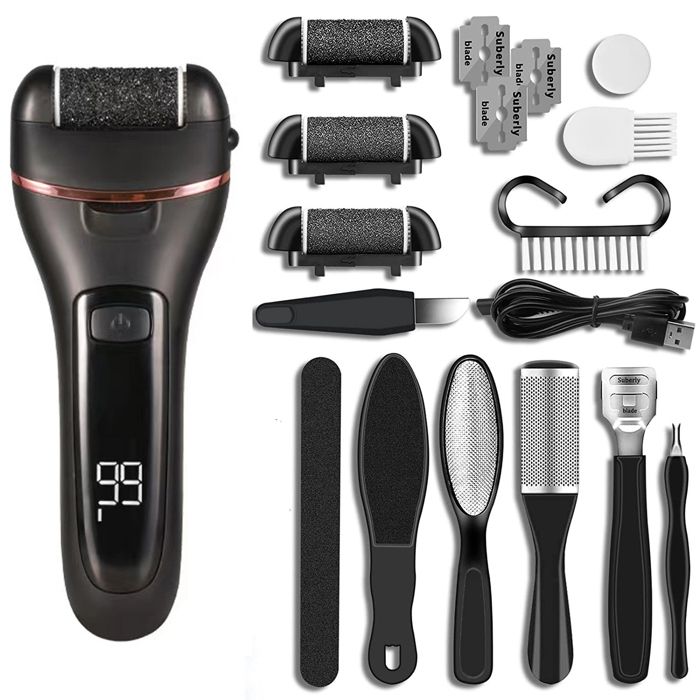 Ponceuse Électrique pour Pieds - SHIPENOPHY - Rechargeable - Étanche IPX7 - Écran Digital - Noir