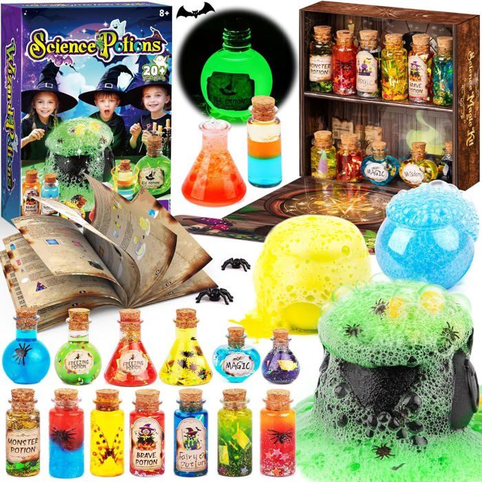 Kits de potions sorcier pour enfants Mélange 20+ potions magiques fées avec un pot magique Jouet artisanal cadeau créatif